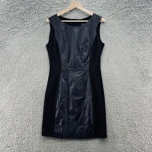 AQUA Dark Navy Leather Dress, Size Medium